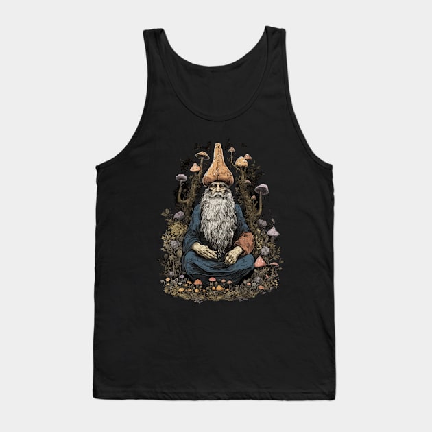 Lord Of The Shrooms - dark gnome wizard fantasy mushroom illustration Tank Top by AltrusianGrace